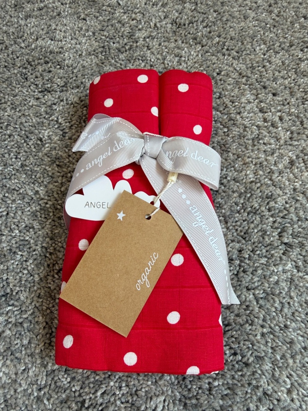 Angel Dear Red polka-dotted Swaddle Blanket NWT-